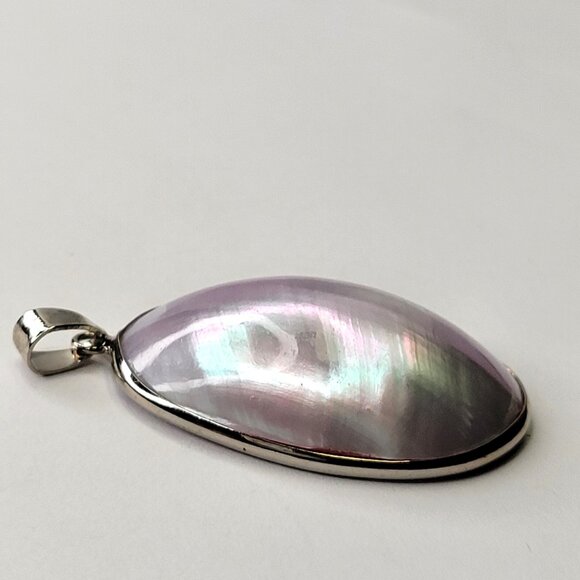Large Abalone Mother of Pearl Pendant Oval Pearl Pendant - Picture 2 of 10